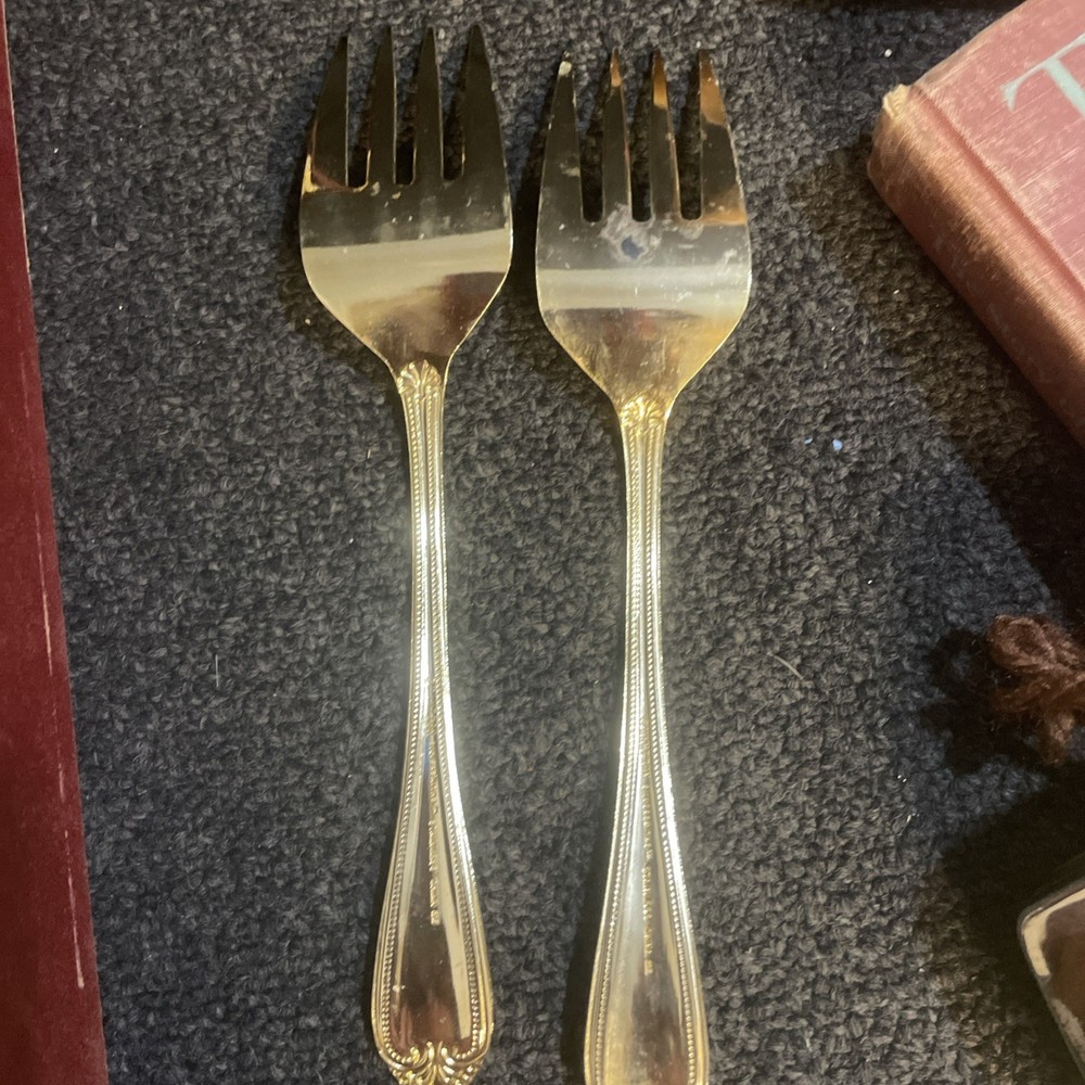 Hampton Silversmiths Stainless Steel Flatware Gold Electroplate Dining Set 98pcs