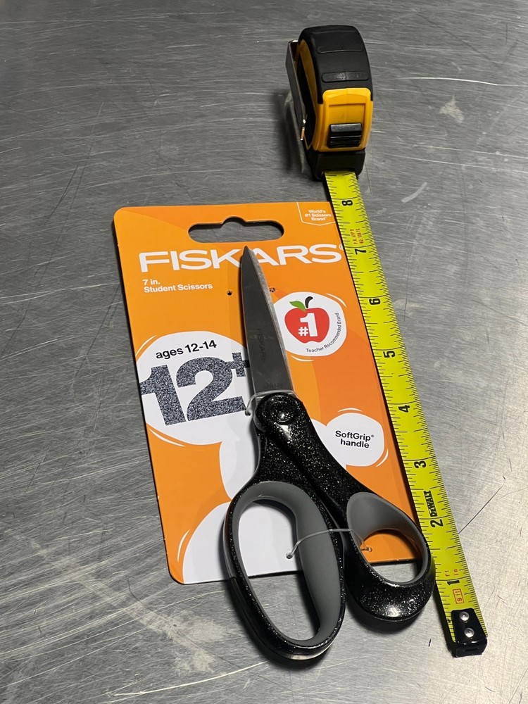 Fiskars Student Scissors 7" Kids 12+ Black Sparkles