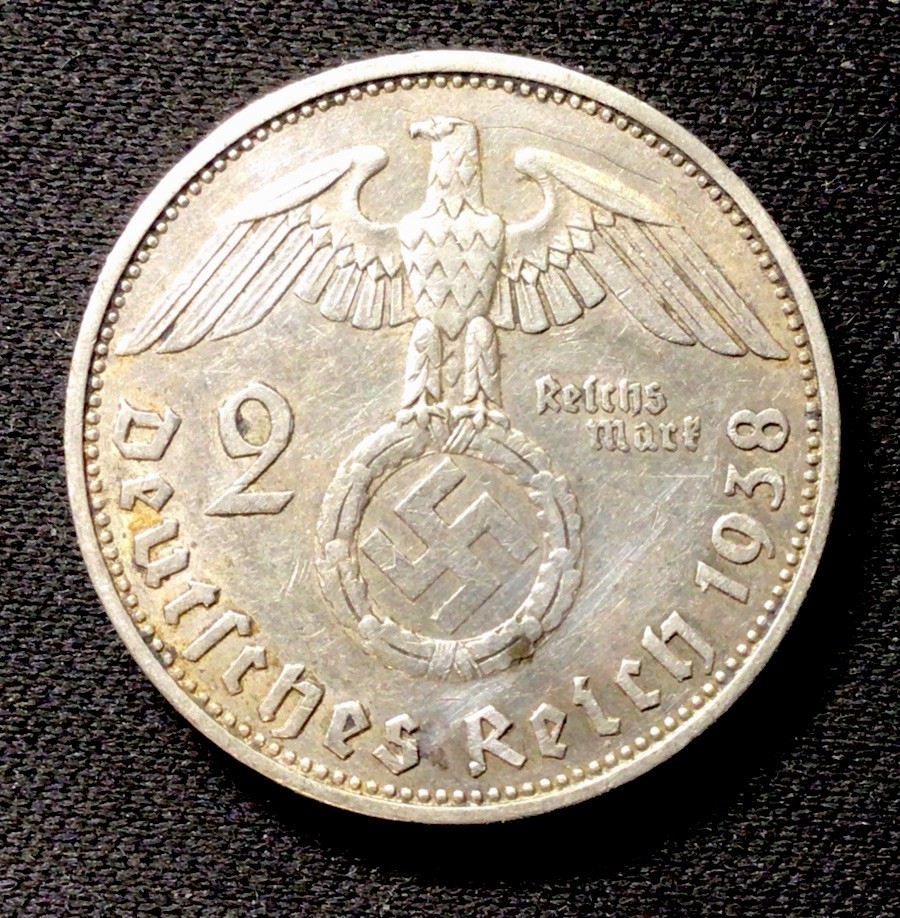 1938 A German Silver! 2 Marks! ENN Coins