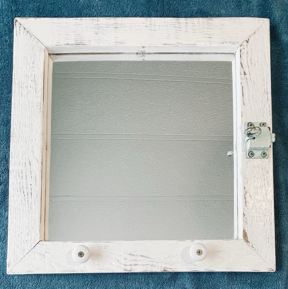 AWESOME RUSTIC PAINTED DISTRESSED WHITE RECLAIMED WOOD MIRROR!