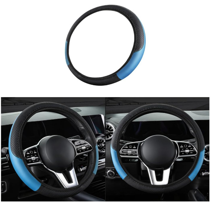 15 Inch Car Steering Wheel Cover – Leather Anti-Slip Breathable Universal Fit
