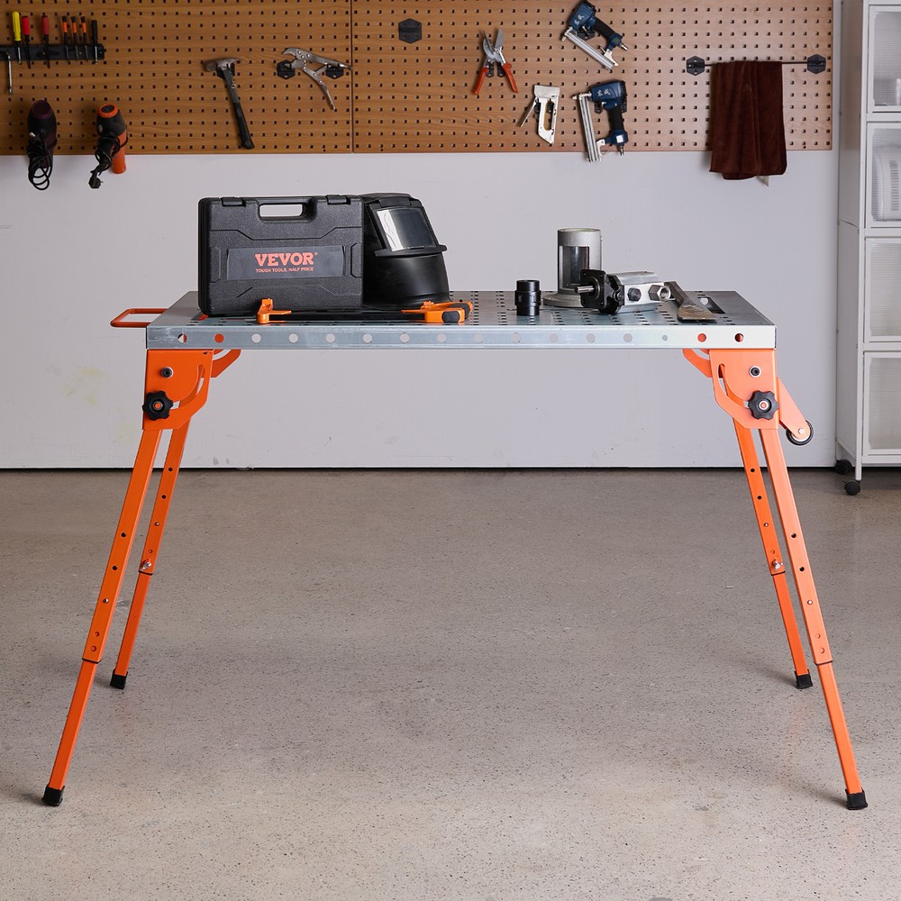 VEVOR Welding Table 44" x 21" 500LBS Folding Workbench with 4-Level Adjustable