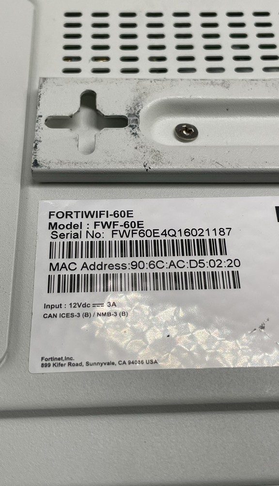 Fortinet FortiWiFi FWF-60E Firewall Wireless Security Appliance Unit