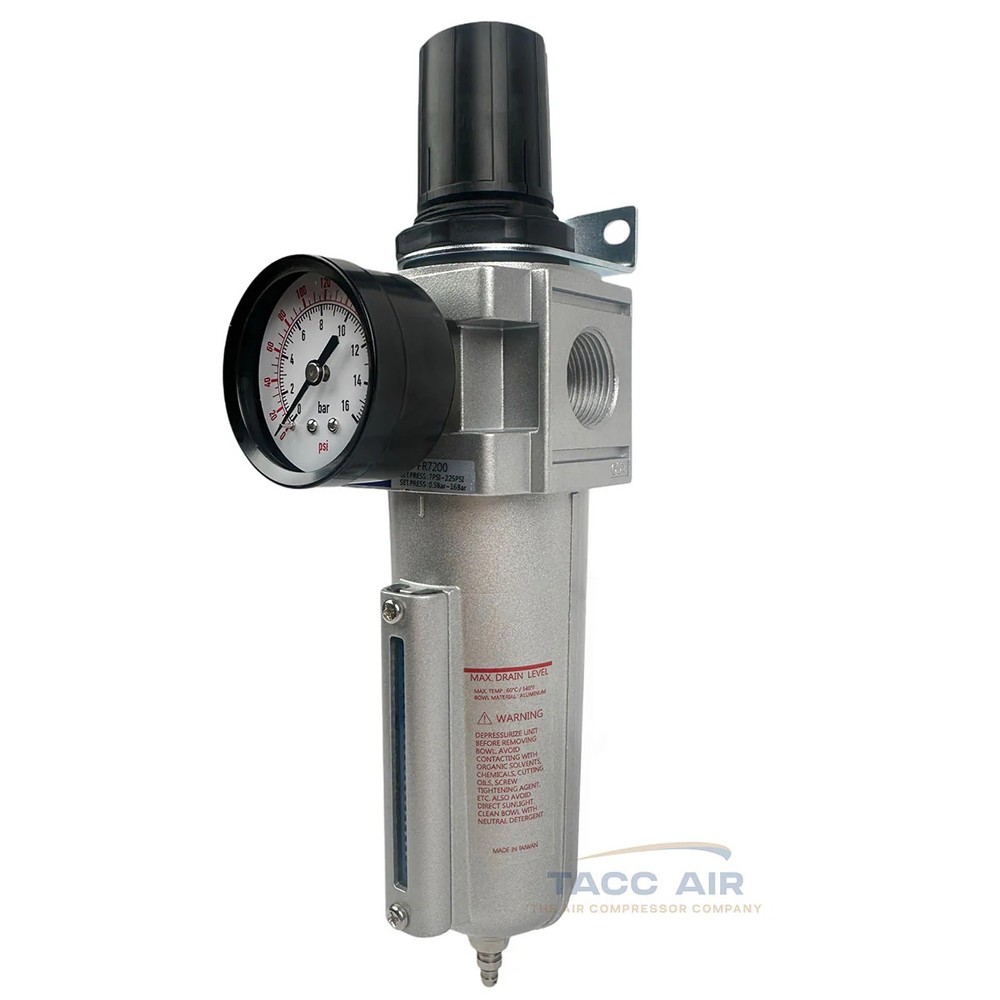 1/2" Compressed Air In Line Compressor Filter & Regulator Combo Piggyback System