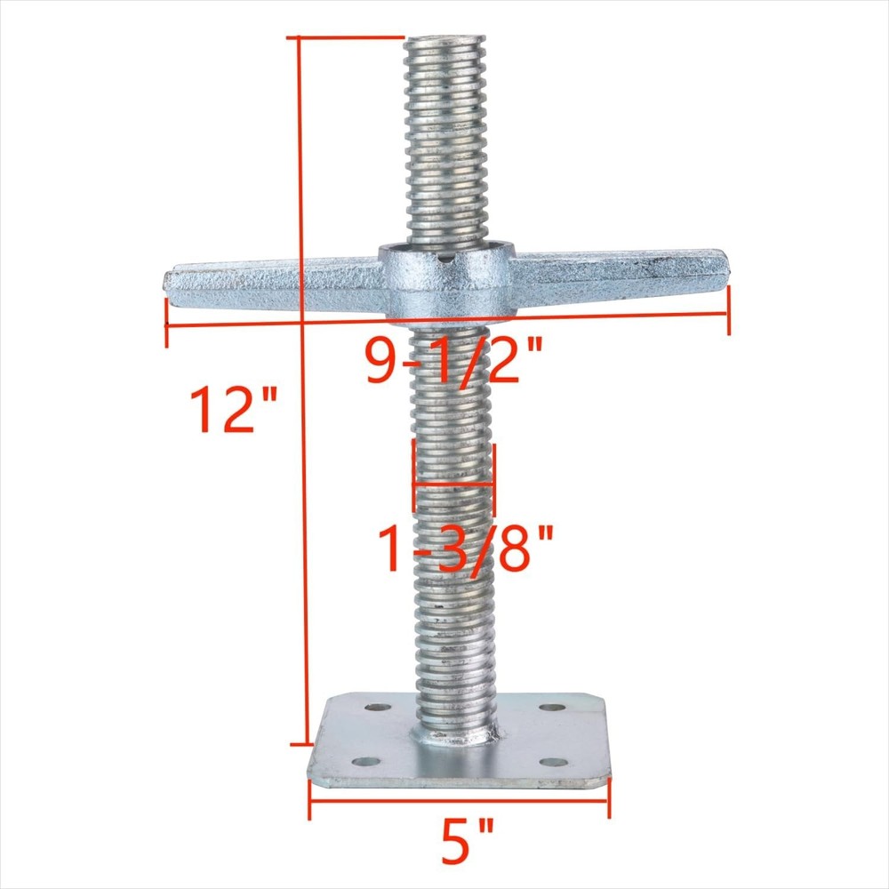 4-Pack 12" Adjustable Galvanized Screw Jacks for Reliable Construction Support