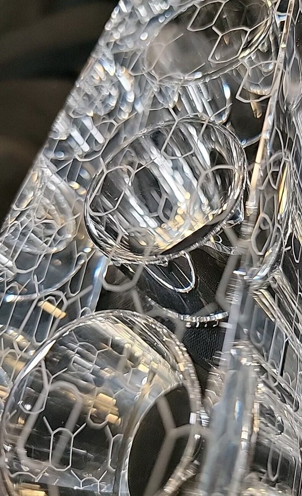 Heavy Clear Rectangular Contemporary Geometric Etched Pattern Votive Candle...