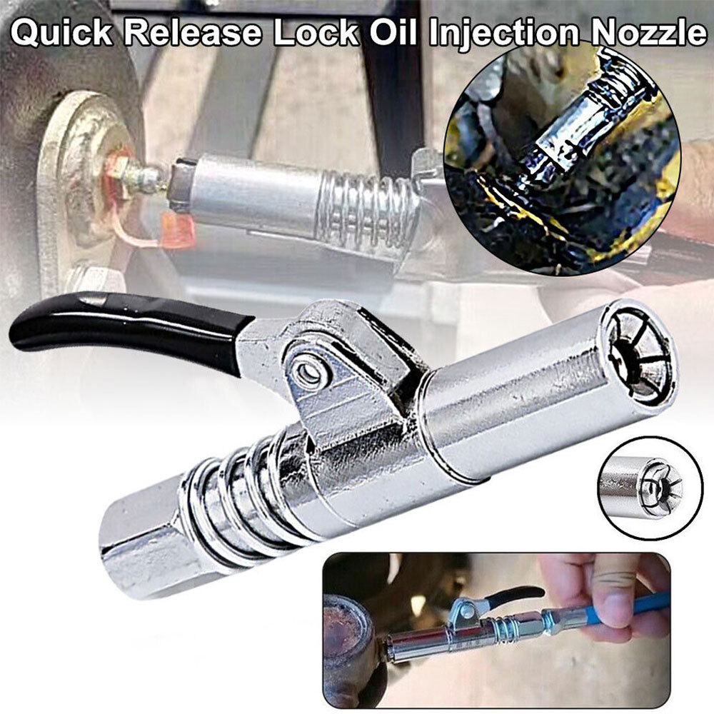 10000PSI Grease Gun Coupler Quick Release Lock Oil Injection Nozzle Profe B