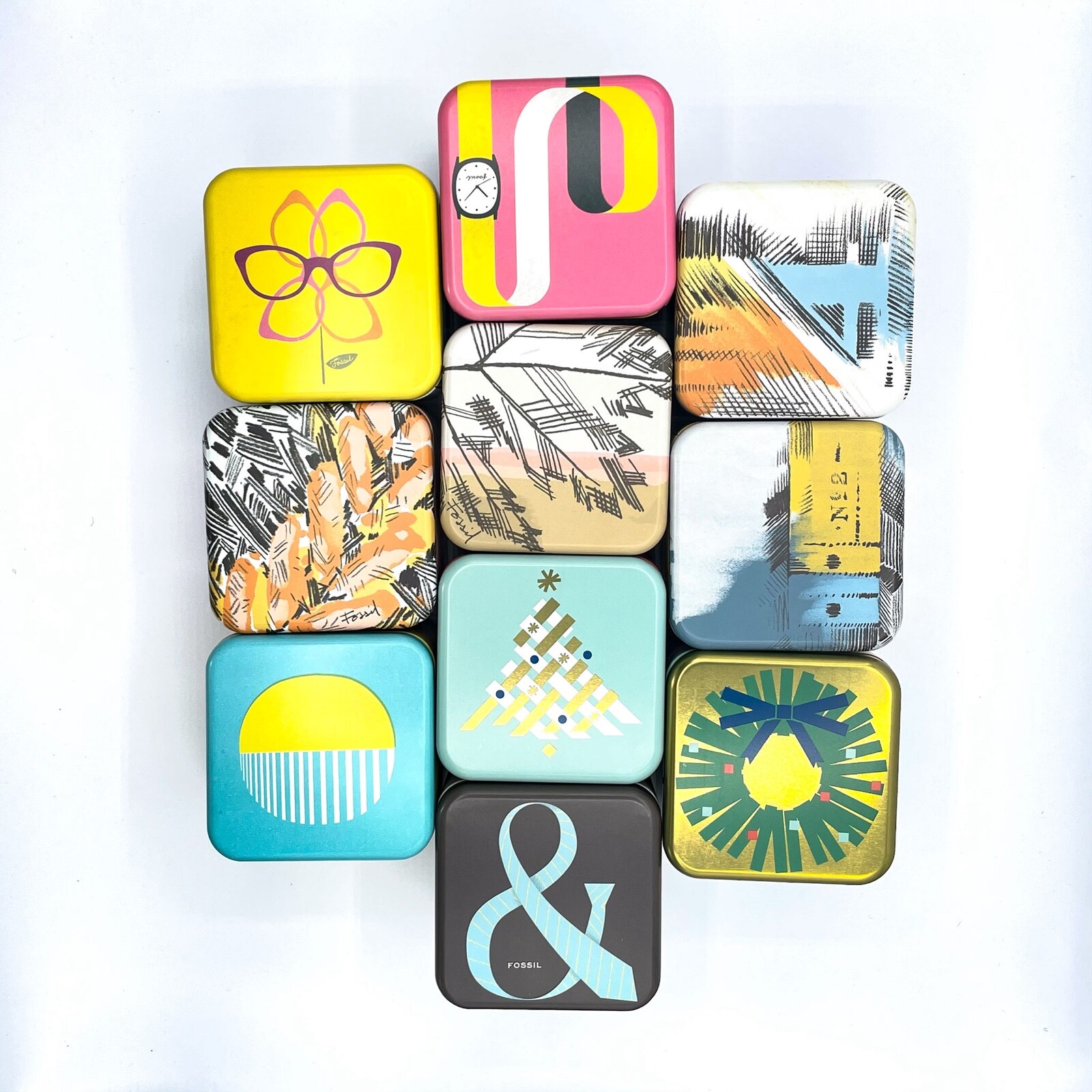 Fossil Genuine Collectible Presentation Display Gift Watch Tin Box NOS