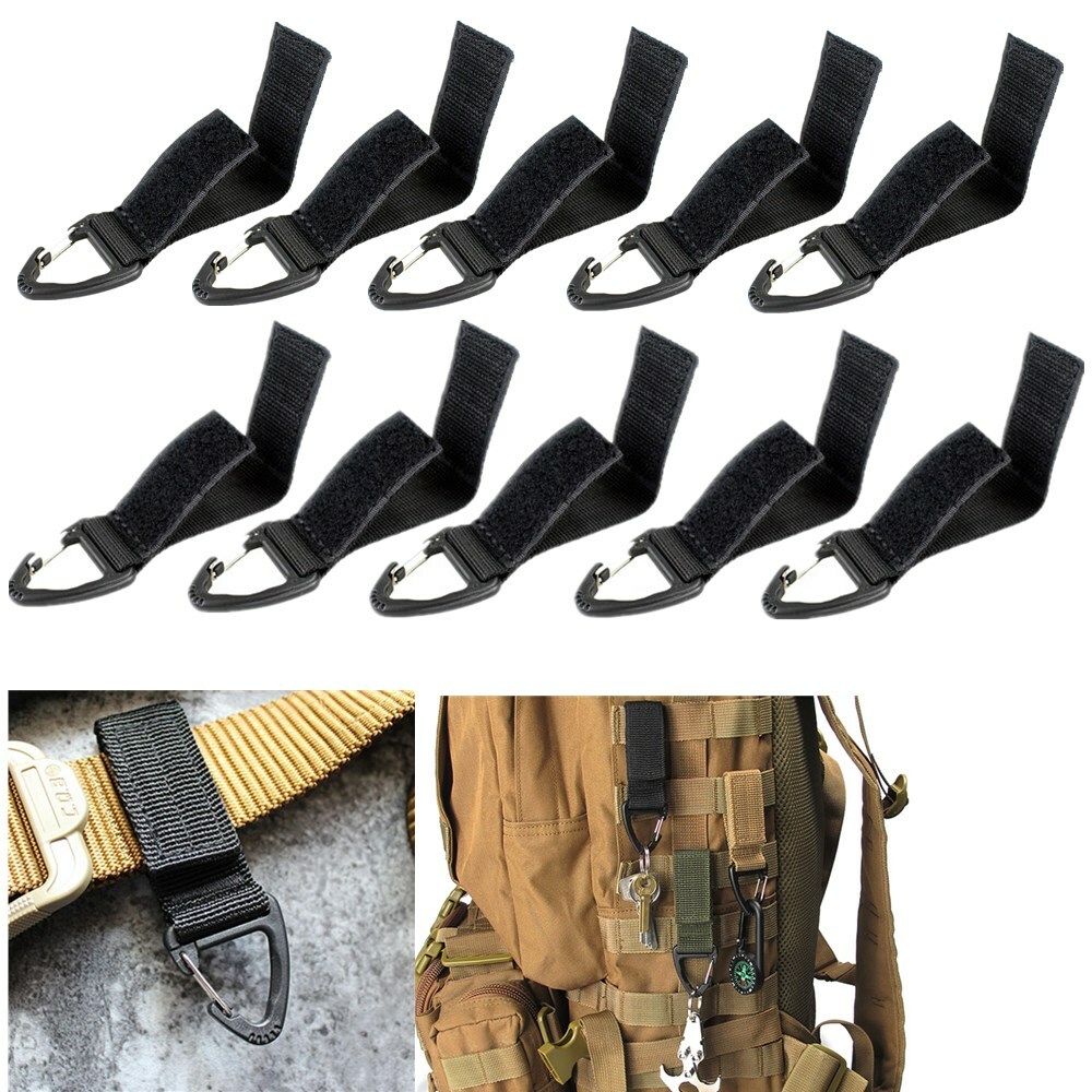 10Pcs Tactical Carabiner Backpack Hooks Portable Tool Gear Triangle Elastic Hook