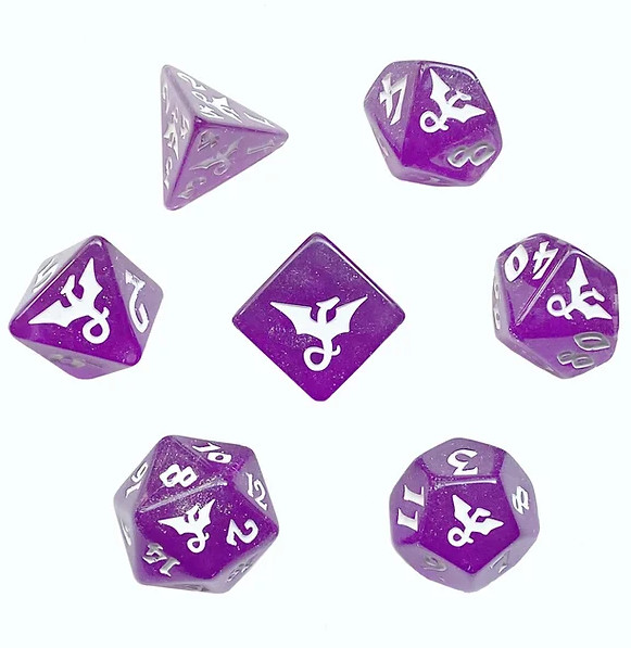 🫧🐉 Violet Glitter Dragon Dice | Dnd Dice Set | Dungeons & Dragons