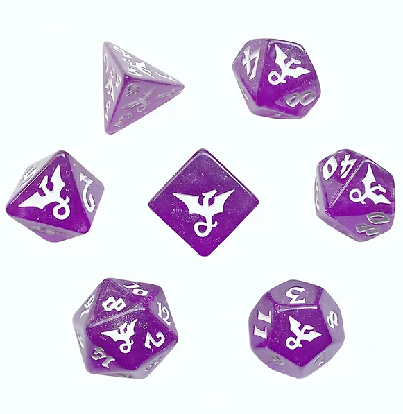 🫧🐉 Violet Glitter Dragon Dice | Dnd Dice Set | Dungeons & Dragons
