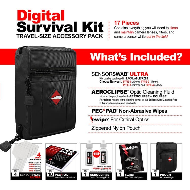 Photographic Solutions Digital Survival Kit - Type-2 (17mm) Sensor Swabs