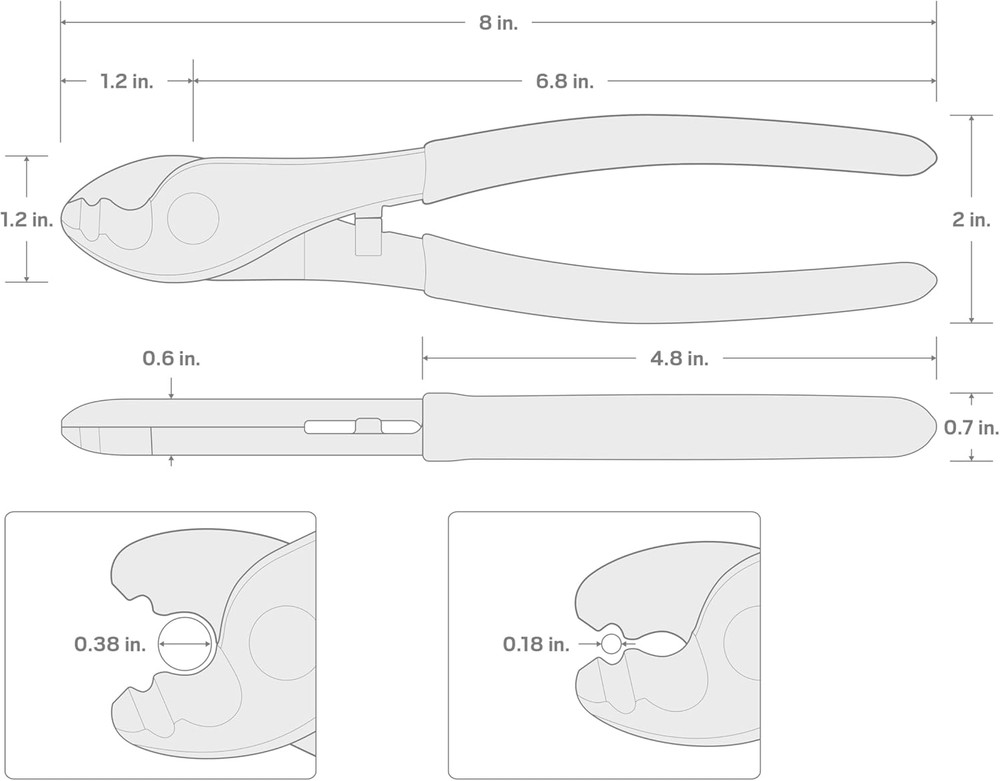 8 Inch Cable Cutting Pliers | PCT30008