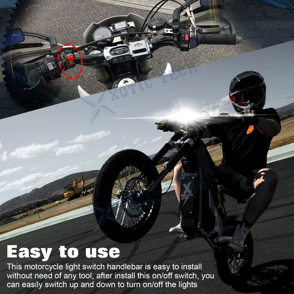 Motorcycle Handlebar Kill Switch Headlight Toggle w/On Off Button for U5 U7 U2