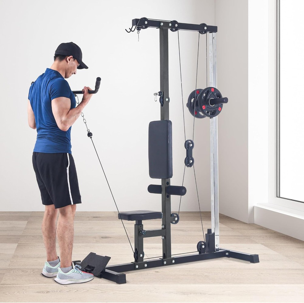 LAT Pull Down & Low Row Cable Machine,Pulley Station with Adjustable Leg Support