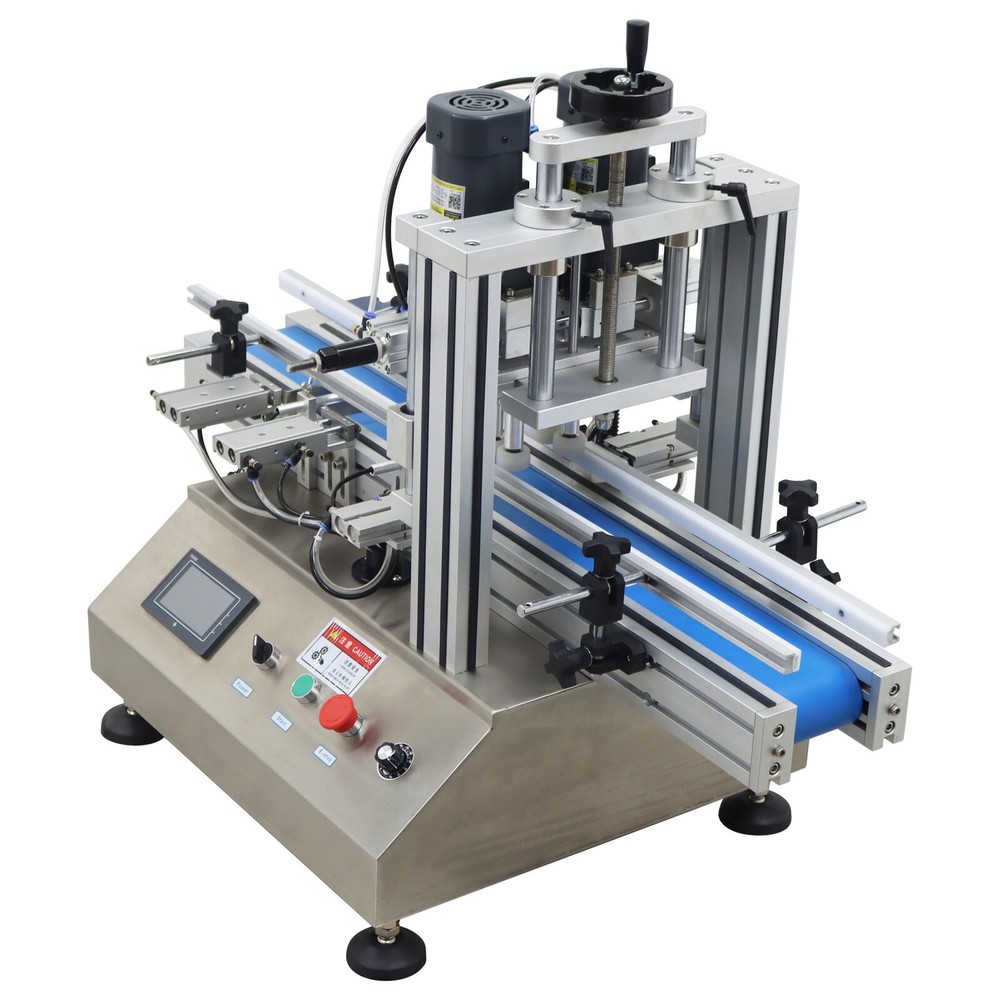 110V Automatic Desktop Conveyor Capping Machine with Touch Panel 20~60bot/min