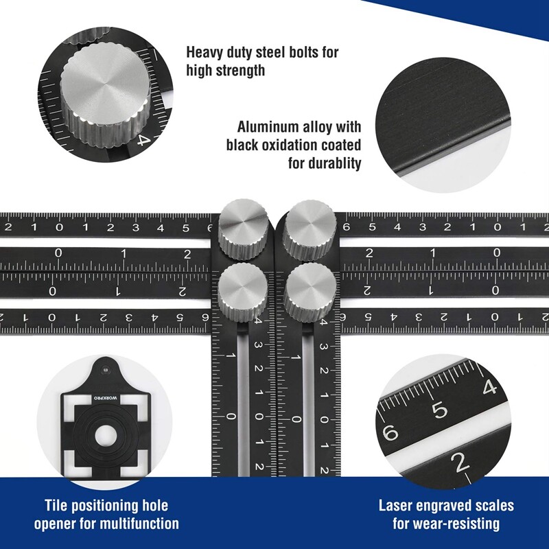 WORKPRO 10" Contour Gauge 6-Sided Angle Measuring Tool Combo Kit Angle Ruler Set