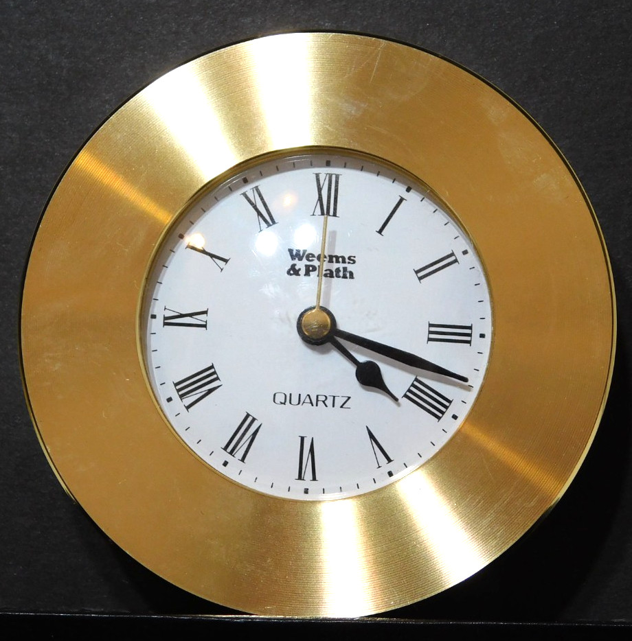 Weems & Plath 3" Brass Chart Weight Clock in Felt-Lined Presentation Box