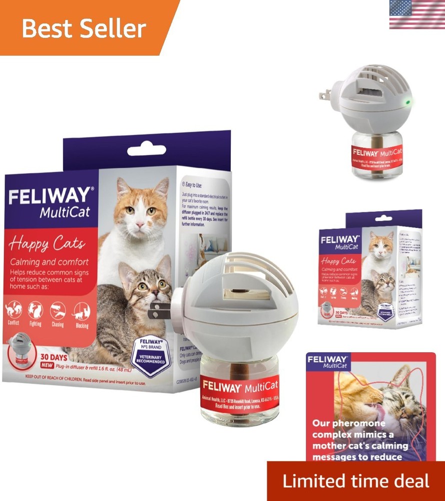 MultiCat 30 Day Cat Calming Plug In Pheromone Diffuser Starter Kit, 48ml - He...