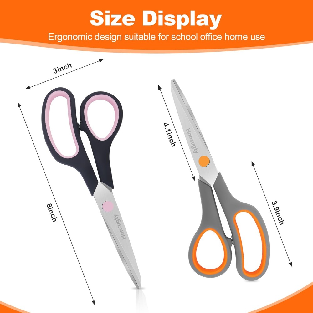 6 Pack Scissors for Office School 8 Inch All Purpose Bulk Sharp Shears Student