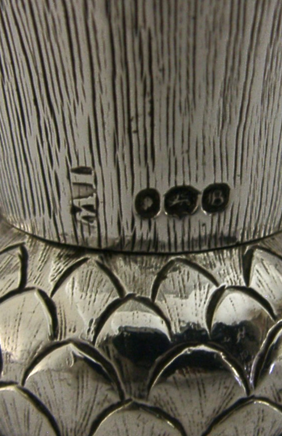 RARE WILLIAM IV STERLING SILVER SCOTTISH THISTLE POUNCE POT 1837 ANTIQUE 66g