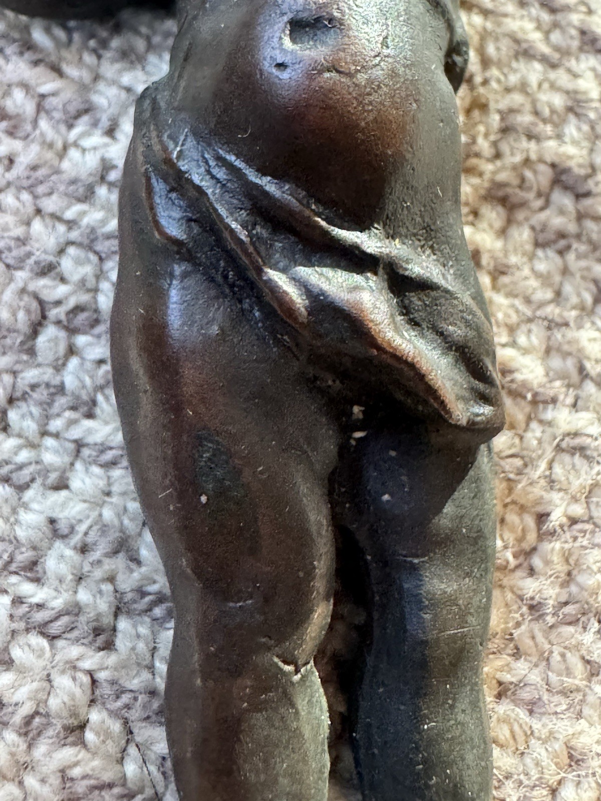 Antique Solid Bronze 3.5” Boy Cherub Figurine