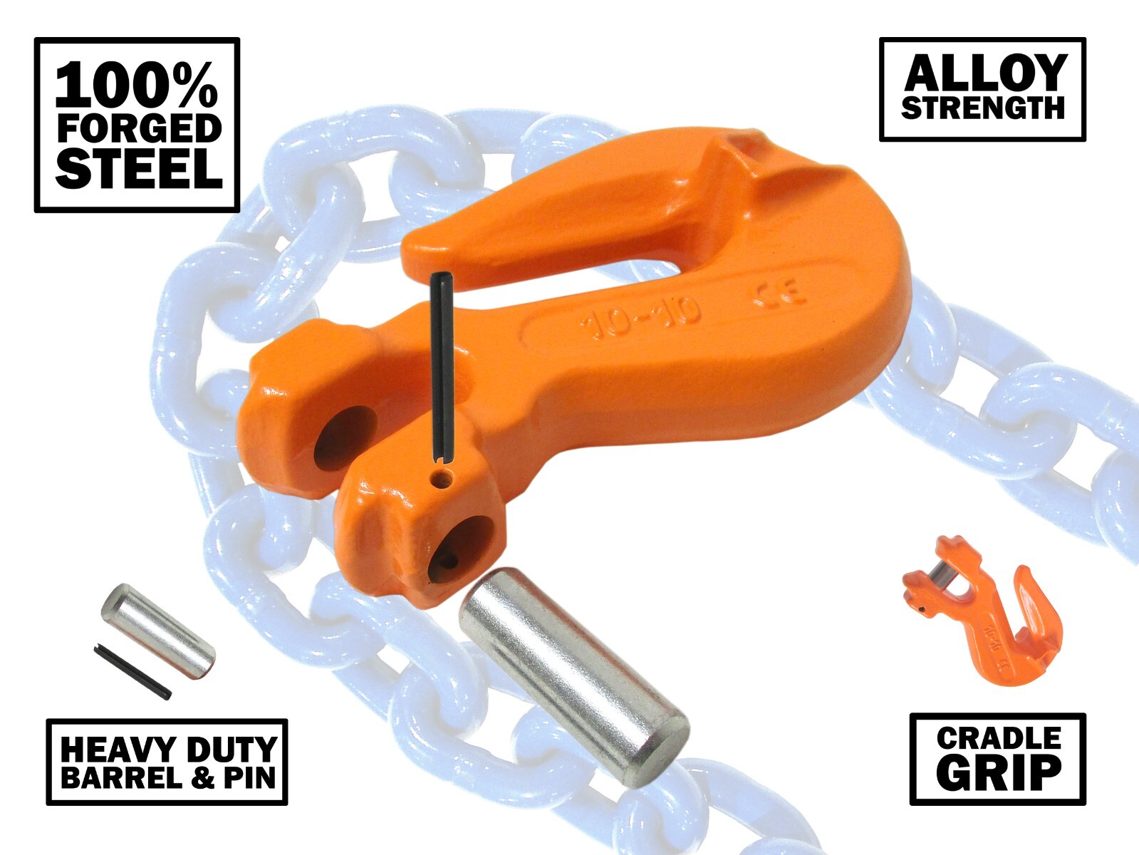 1/2" Clevis Grab Hook Chain Cradle Grade 100 Forged Alloy Steel Lifting