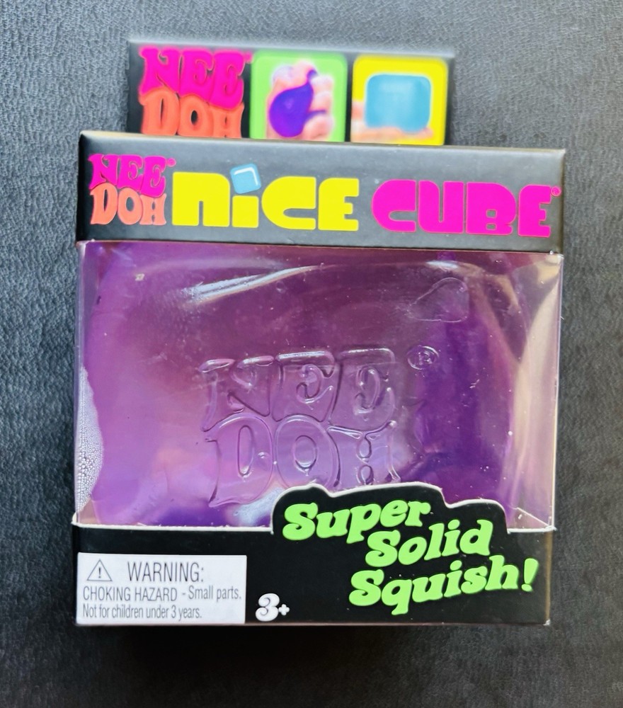 Nee Doh Nice Cube Super Solid Squish Purple Tactile Squeeze Toy