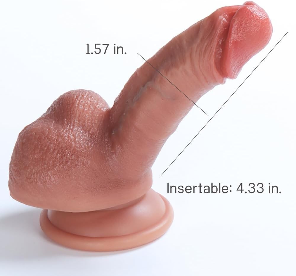 4-Inch Short Small Dildo for Beginners: Non-Porous Silicone, with Strong Suction