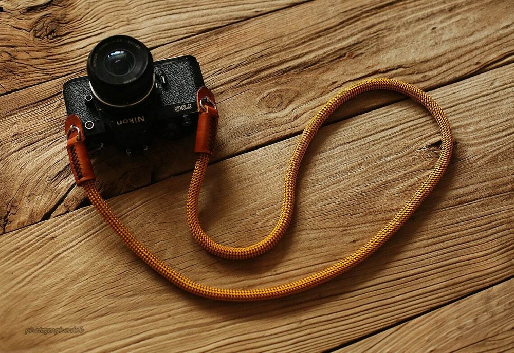 Golden climbing rope 10mm handmade camera strap