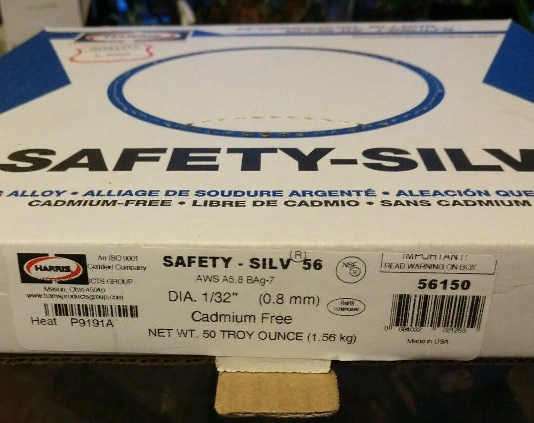 Silver Solder Harris 56% brazing rnd wire 1/32" by the Foot 3 foot min. BAg-7