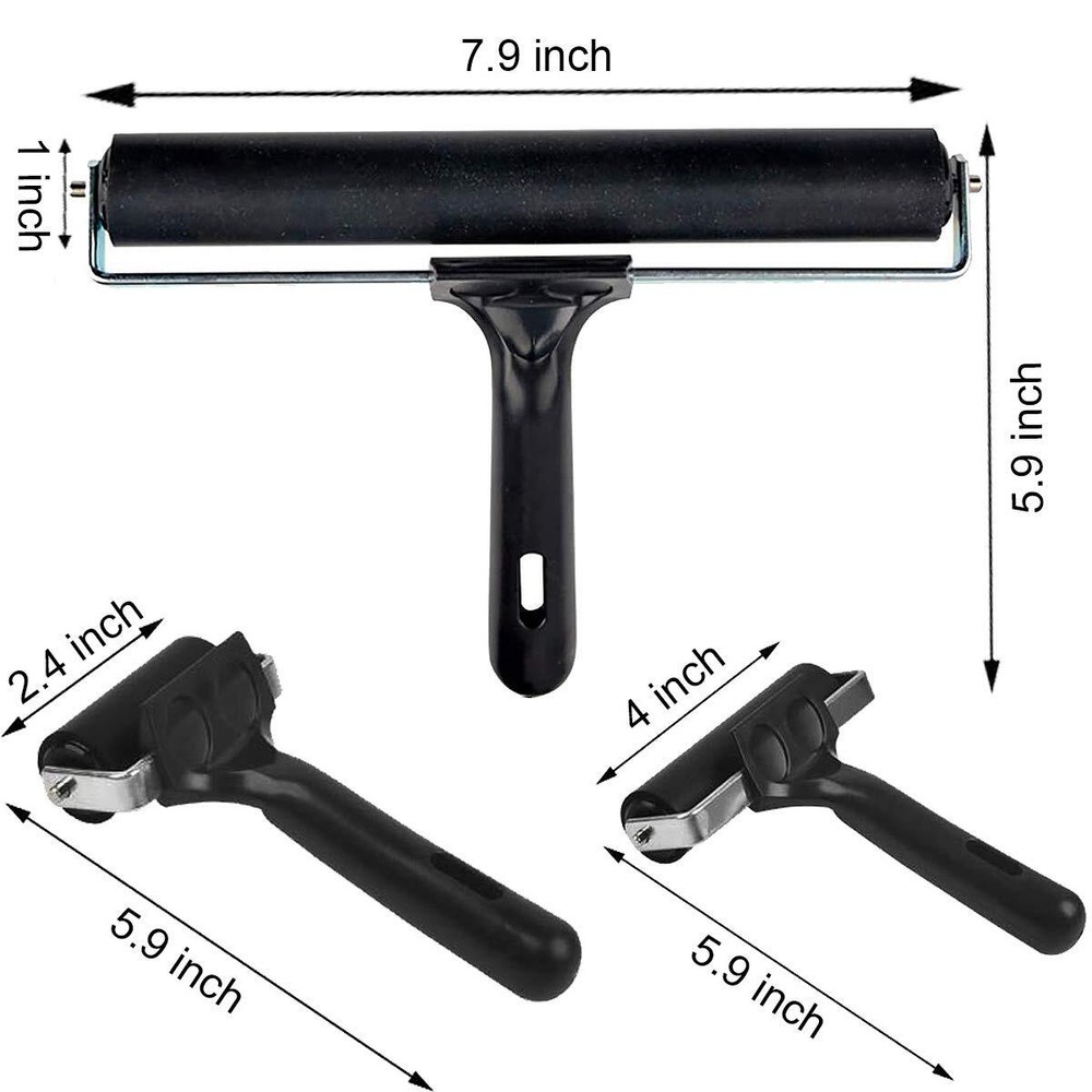 3 Pack Brayer Rollers Vinyl Rubber Roller for Cricut Maker Printing Inking