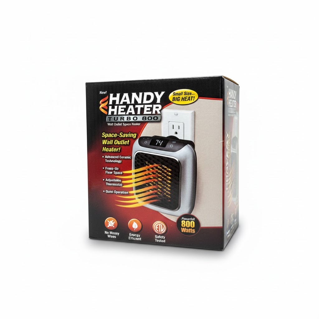 Outlet Small Handy Space Heater Turbo 800 Watts with Adjustable Thermostat