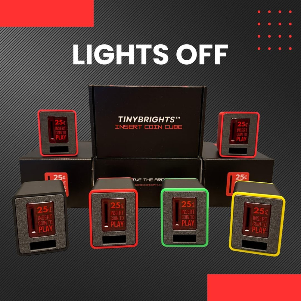 Insert Coin Cube - Pushable Insert Coin Button, Lights, & Sound Color BLACK
