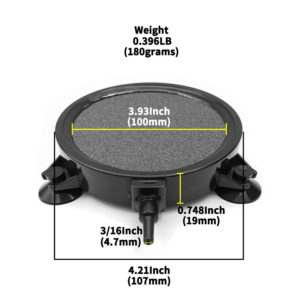 Air Stone With Suction Cups for Aquarium & Hydroponics 4.2" X 0.8"  Disk