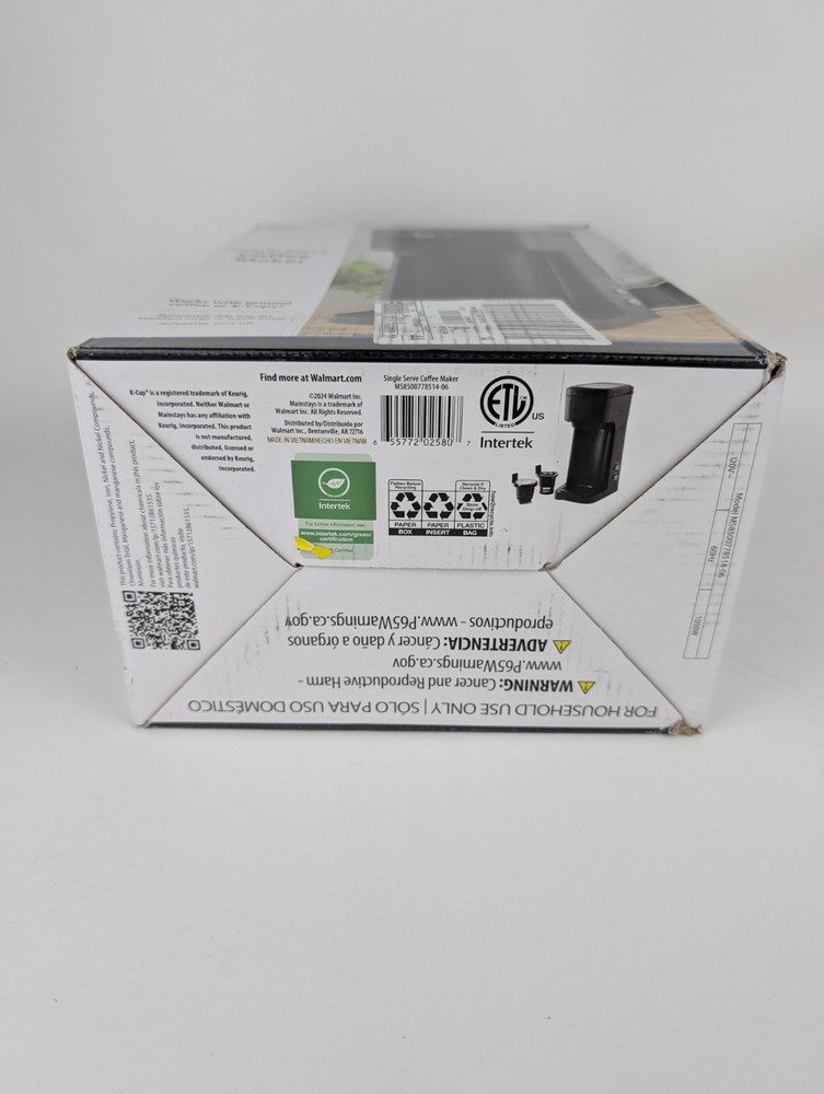 Mainstays Single Serve Coffee Maker - Grounds & Pods - Black Matte