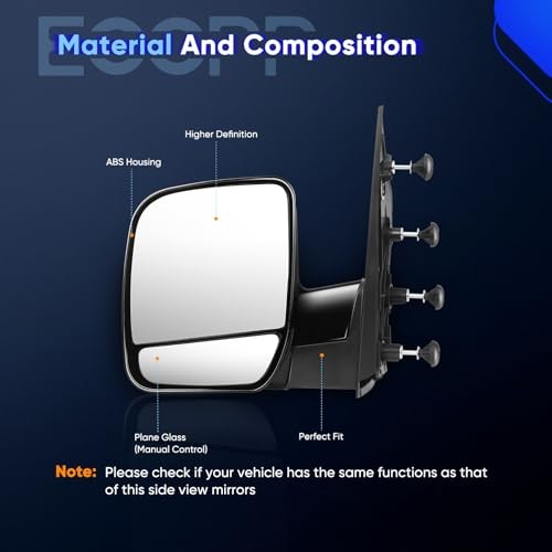 ECCPP Exterior Mirror Folding Manual for Ford E150 E250 E350 E450 E550 Econoline