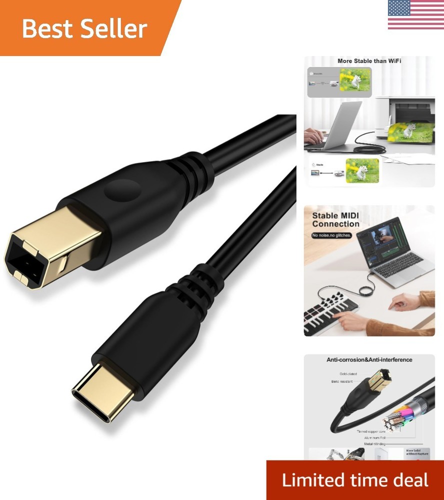 High-Speed 6FT USB B to USB C Cable - Ideal for Printers and Controllers