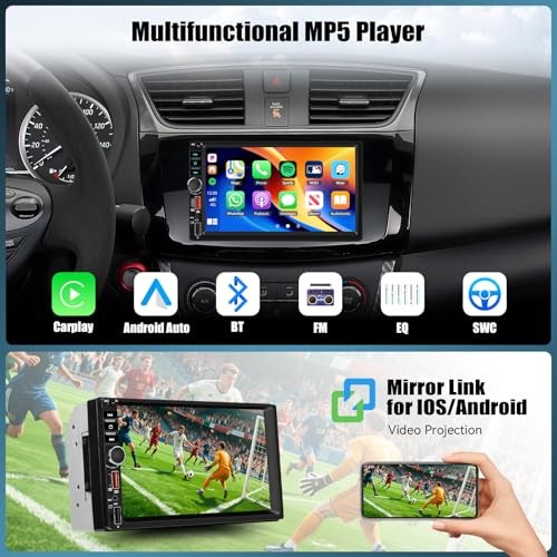 Double Din Wireless Carplay Android Auto Car MP5 Player+ Wireless CarPlay
