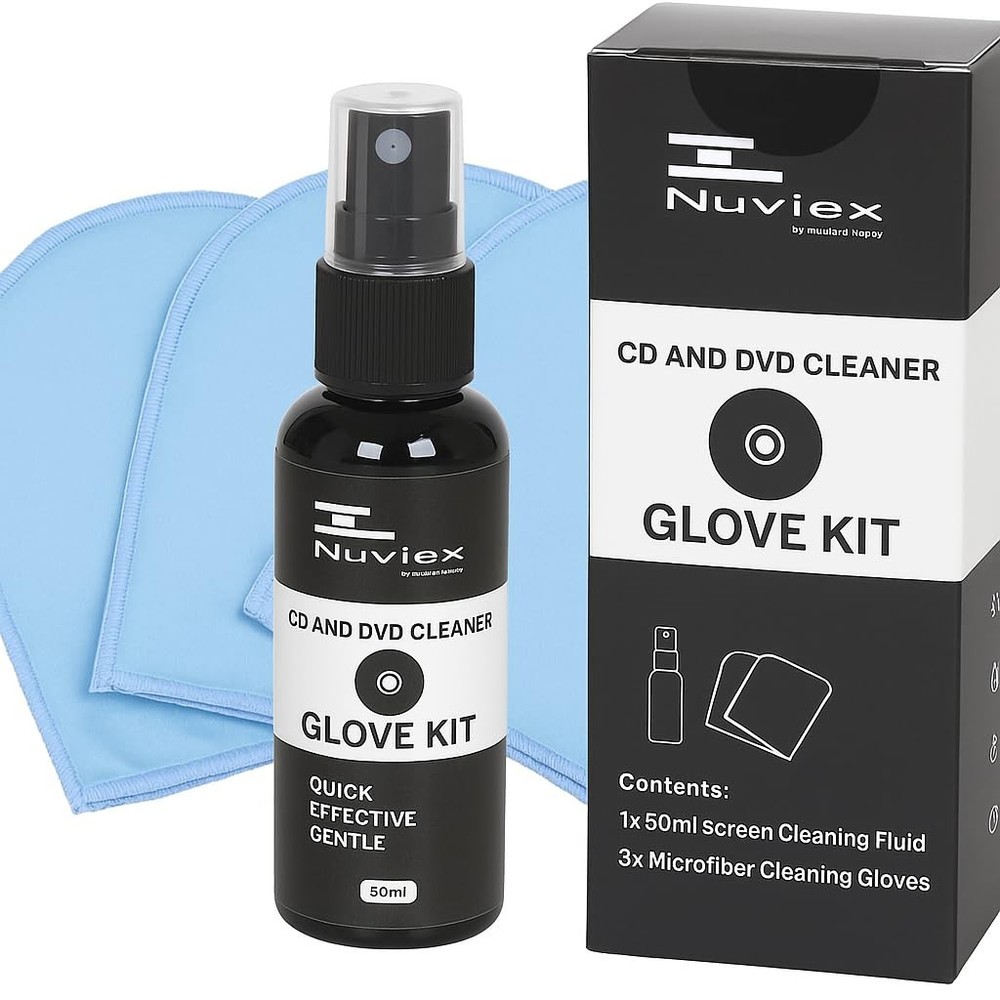CD Disc Cleaner Kit – Includes Cleaning Solution, Microfiber Anti-Static Glov...