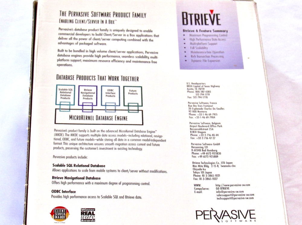 Btrieve Version 6.15 software for Windows 95 and NT