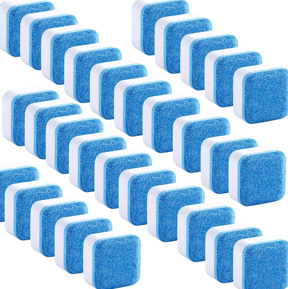 30 Pcs Solid Washing Machine Cleaner, Triple Decontamination Effervescent Clean