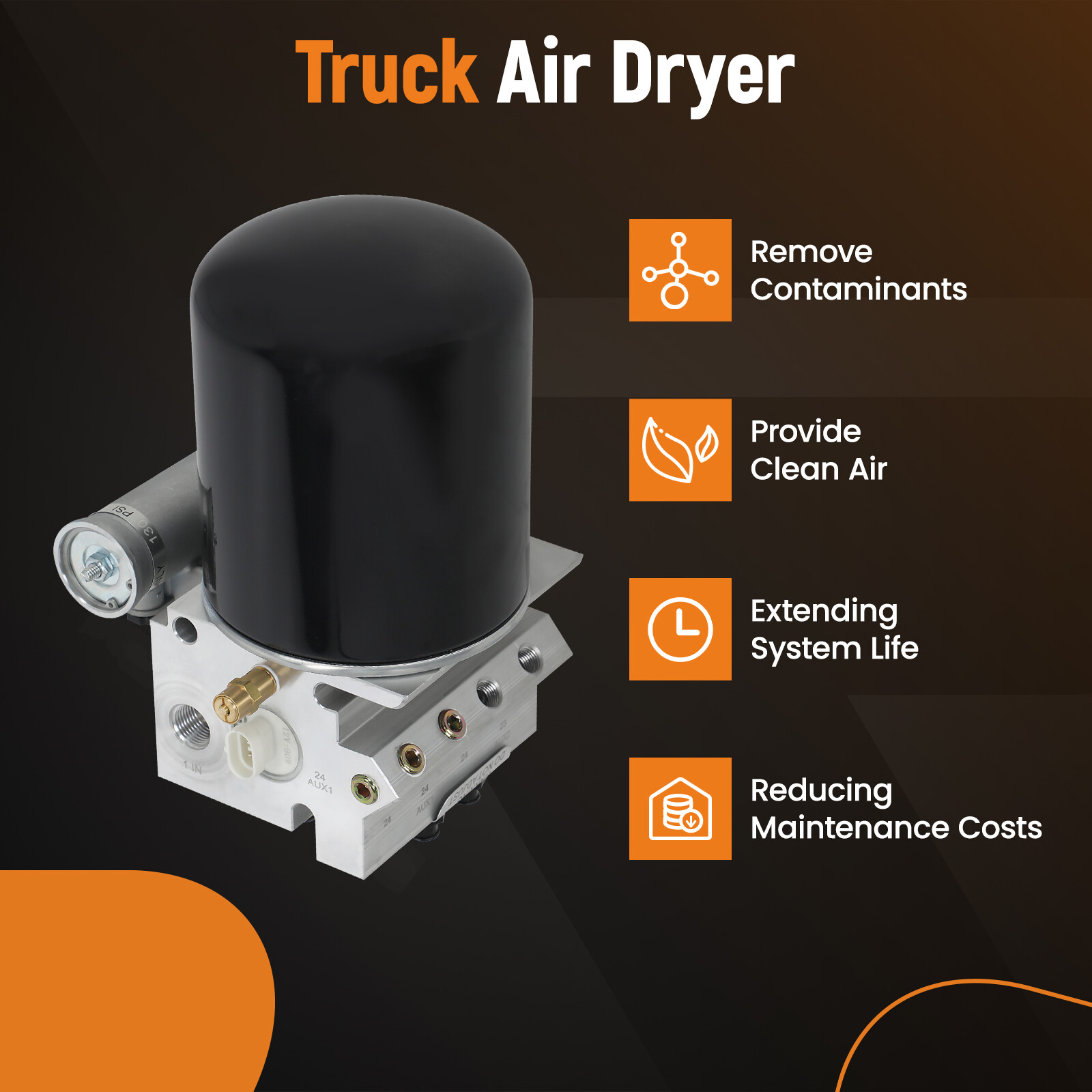 Air Dryer for Peterbilt, International12V Ref: Bendix 801266, 170.801266