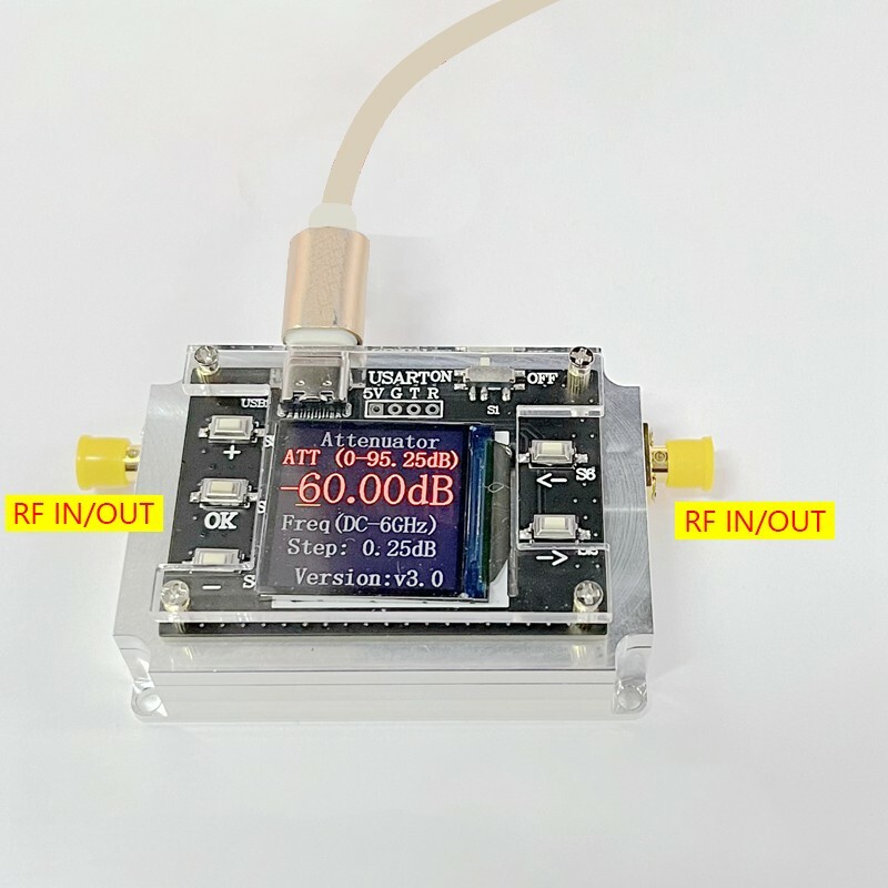 ATT-6000V3.0 DC-3GHZ 90DB Programmable Attenuator Module RF Attenuator 1.3" OLED