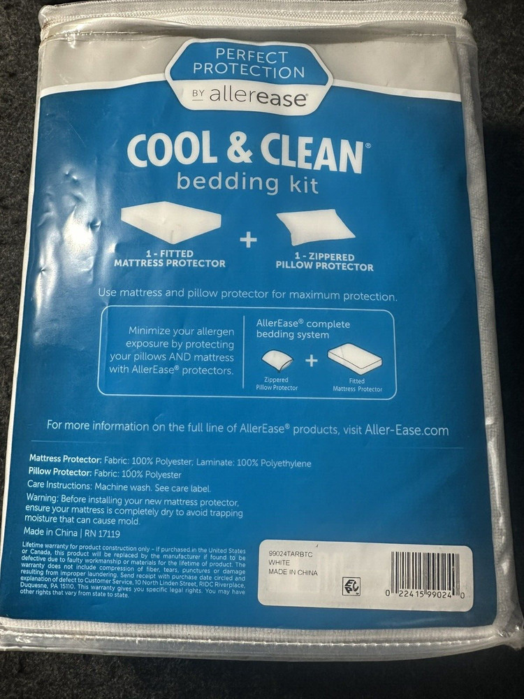 Allerease Mattress Pillow Protector Bedding Set Twin Twin XL Cool Clean Allergy