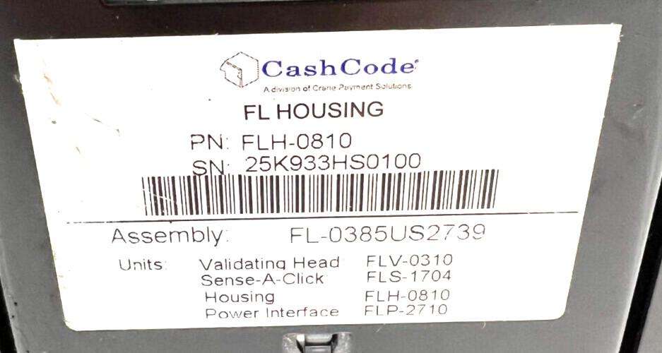 CASH CODE FRONT LOAD BILL VALIDATOR FL-0385US2739
