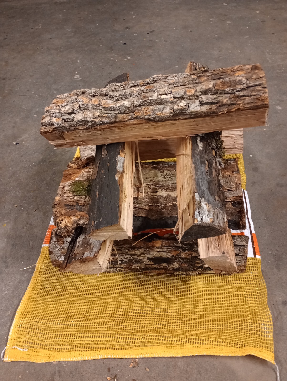 Yellow or Red Mesh Firewood Bags Purple Kindling Bags .75 or 1 Cubic Ft sizes