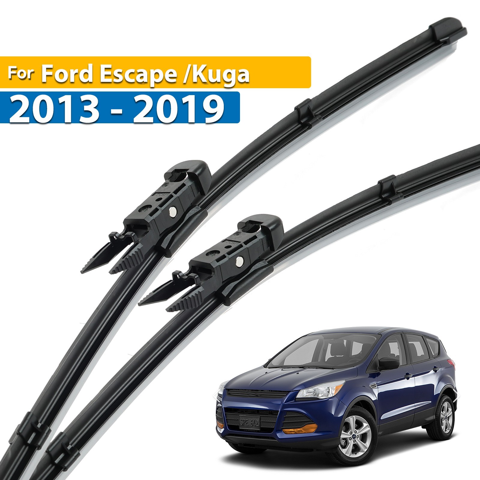 2Pcs Front Windshield Flat Wiper Blades Set For Ford Escape 2013 - 2019 28"+28"