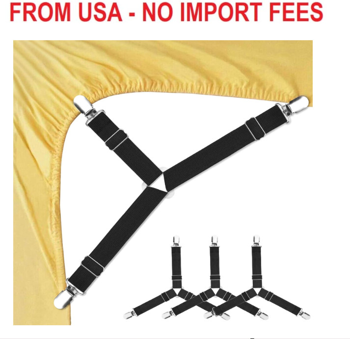 Foloda Sheet Holders, 4 pcs Adjustable Bed Sheet Straps, Fitted Sheet Holder Cli