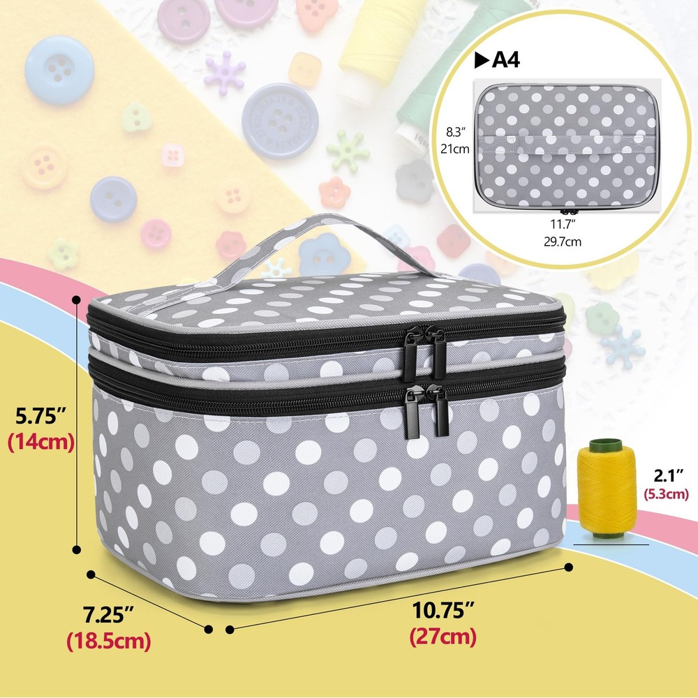 Luxja Double-Layer Sewing Organizer for Needles, Thread & Tools, Large